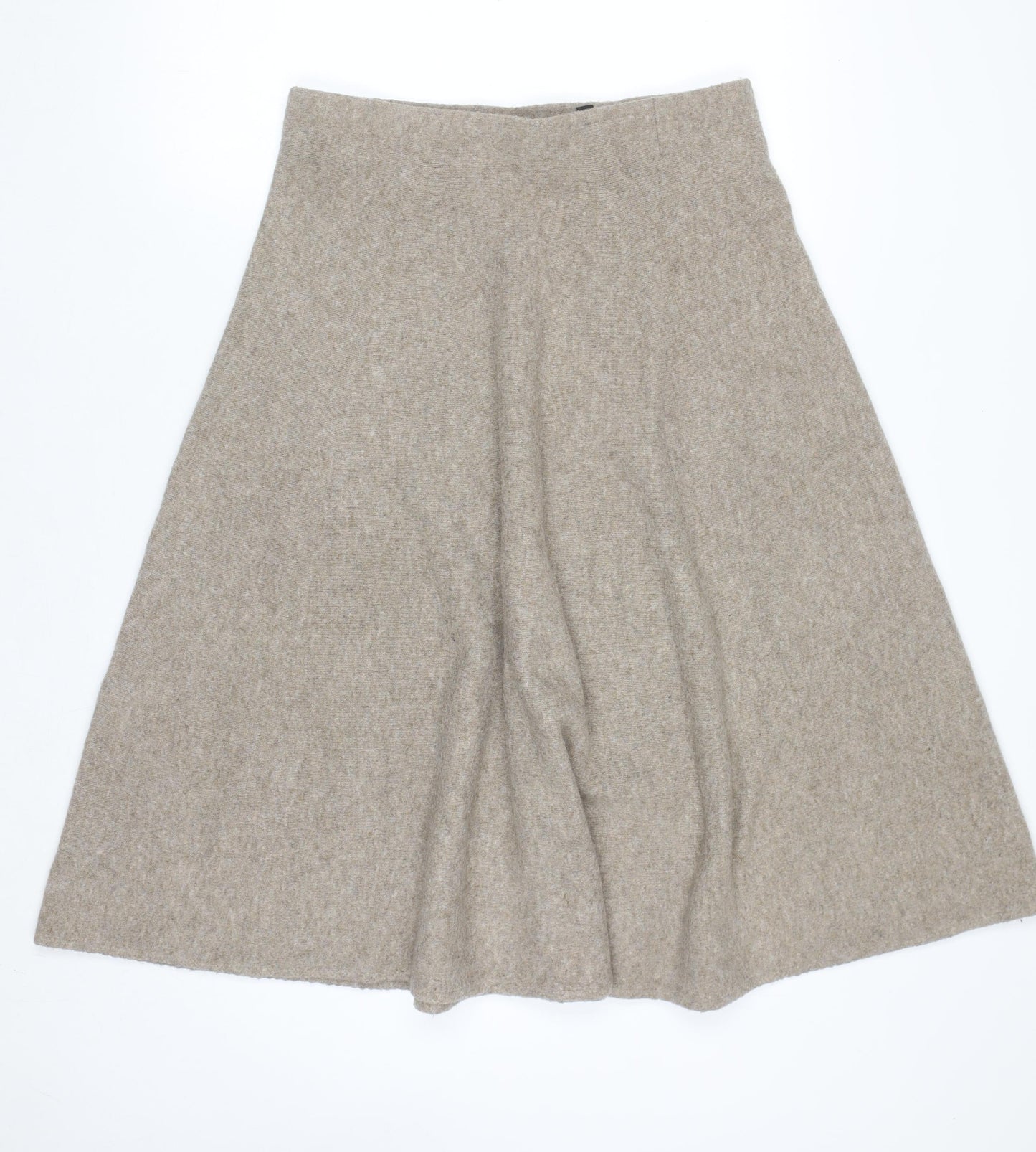 Uniqlo Women Beige Wool Blend A-Line Midi Skirt Size L