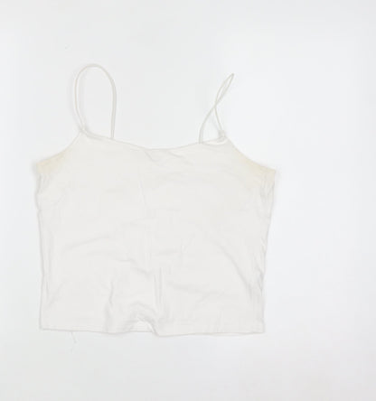 Primark Women White Camisole Tank Top S Slim Fit Cotton Elastane