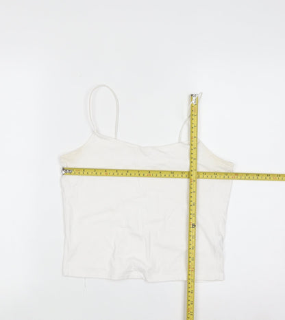 Primark Women White Camisole Tank Top S Slim Fit Cotton Elastane