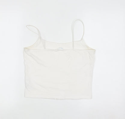 Primark Women White Camisole Tank Top S Slim Fit Cotton Elastane