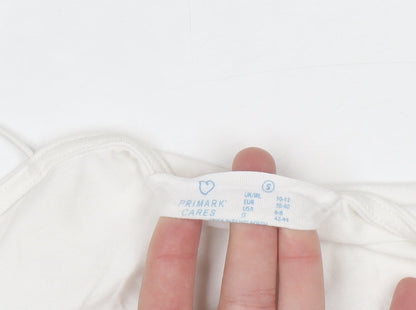 Primark Women White Camisole Tank Top S Slim Fit Cotton Elastane
