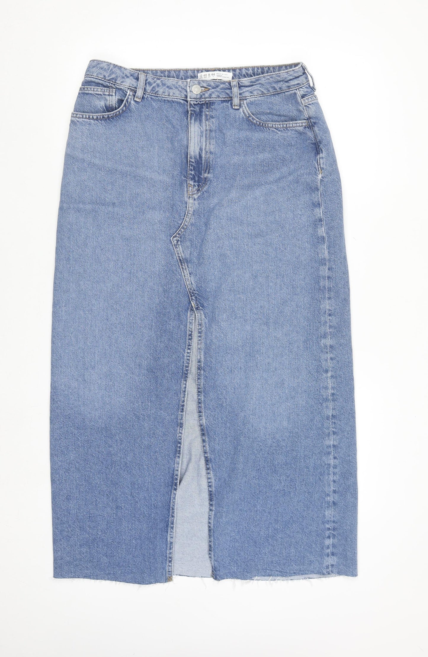 Denim Co. Women's Blue High Rise Midi Straight Denim Skirt Size 12