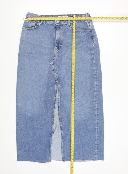 Denim Co. Women's Blue High Rise Midi Straight Denim Skirt Size 12