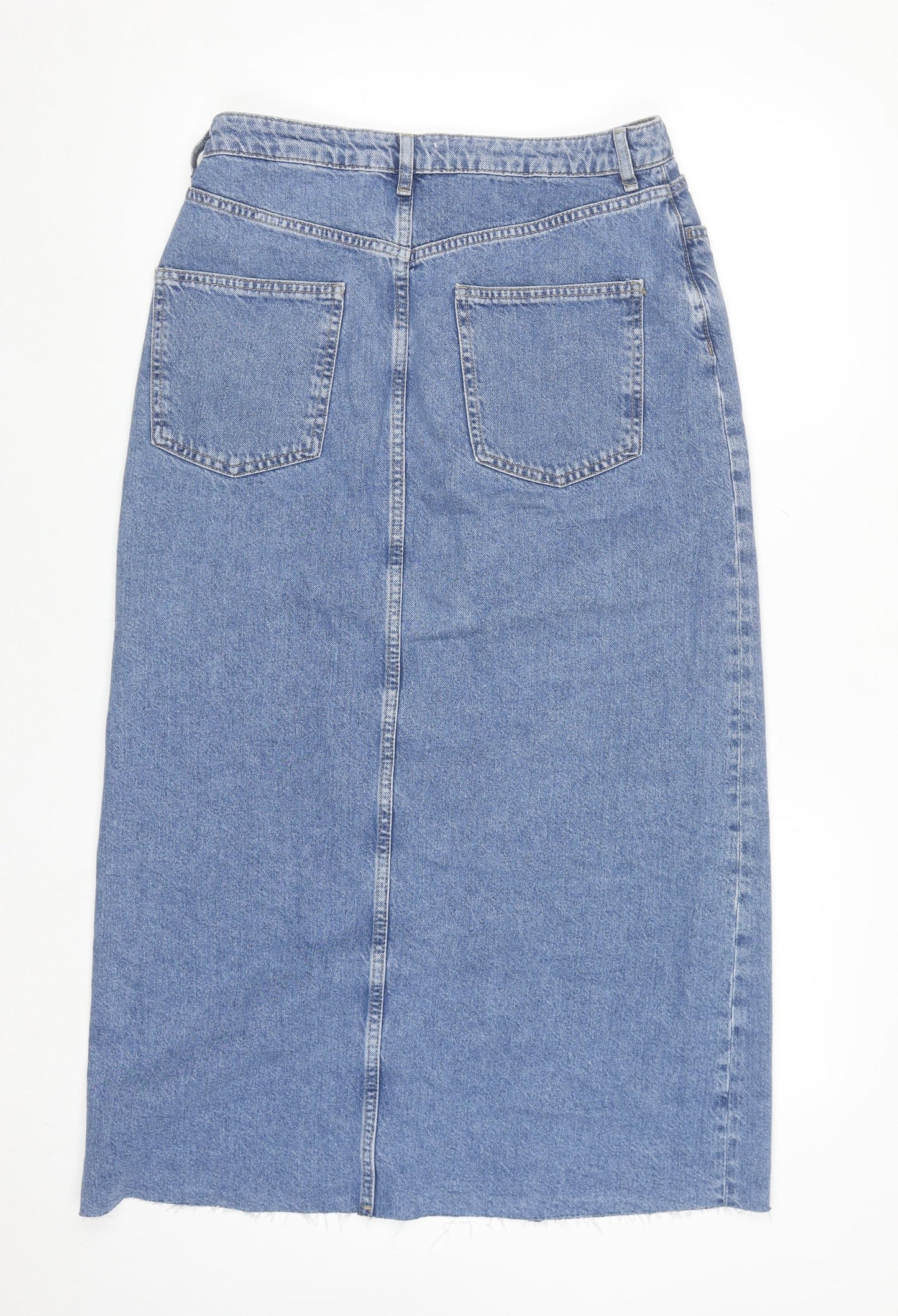 Denim Co. Women's Blue High Rise Midi Straight Denim Skirt Size 12