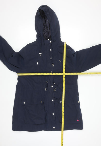 Country Rose Women's Navy Hooded Parka Jacket Size 14 Polyester Blend