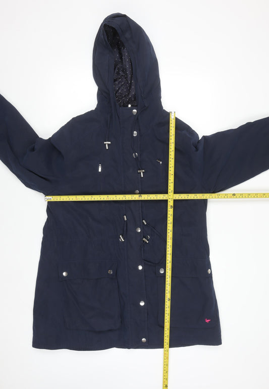 Country Rose Women's Navy Hooded Parka Jacket Size 14 Polyester Blend