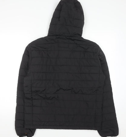 JJ Rebel Men's Black Hooded Puffer Jacket Size L Regular Fit