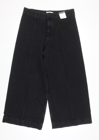 Marks and Spencer Women’s Black Wide-Leg Jeans Size 14 Short