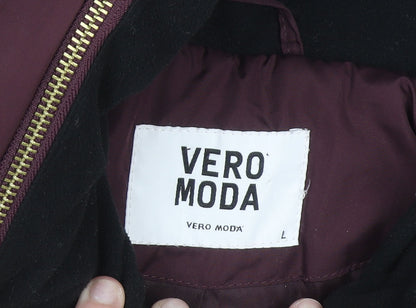 Vero Moda Women's Purple Puffer Jacket L Lightweight Winter Coat