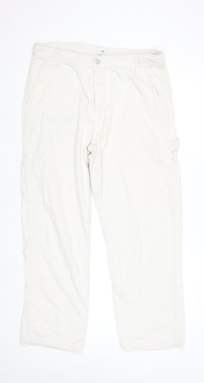 H&M Womens Beige Relaxed Fit Corduroy Cargo Trousers Size 8