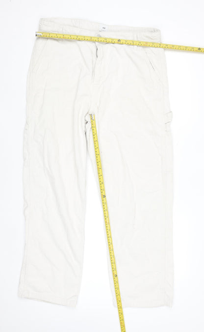 H&M Womens Beige Relaxed Fit Corduroy Cargo Trousers Size 8
