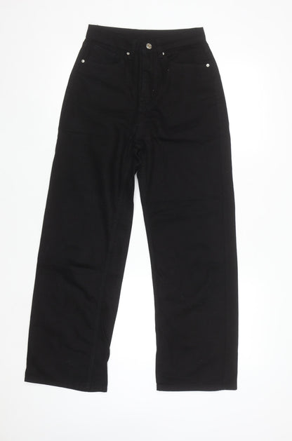 SHEIN Women's Black High Rise Straight Jeans 2XS Cotton Blend