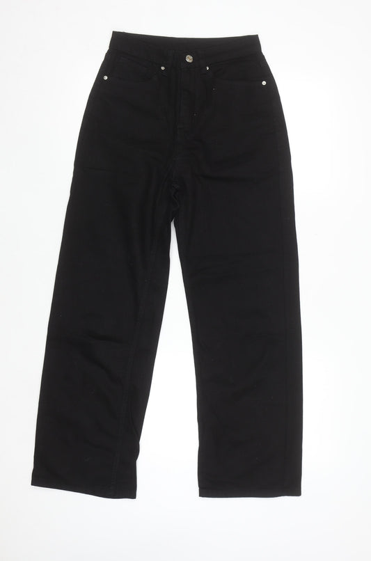 SHEIN Women's Black High Rise Straight Jeans 2XS Cotton Blend