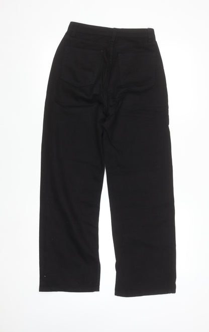 SHEIN Women's Black High Rise Straight Jeans 2XS Cotton Blend