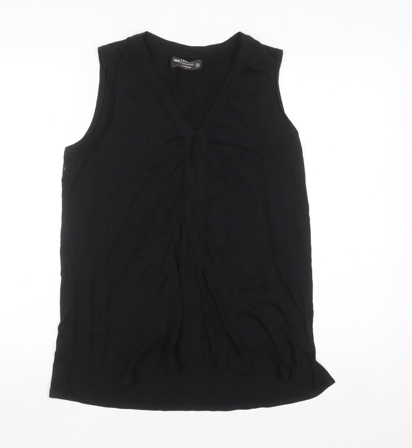 Next Women’s Black Lyocell Blend V-Neck Sleeveless Tank Top Size 14