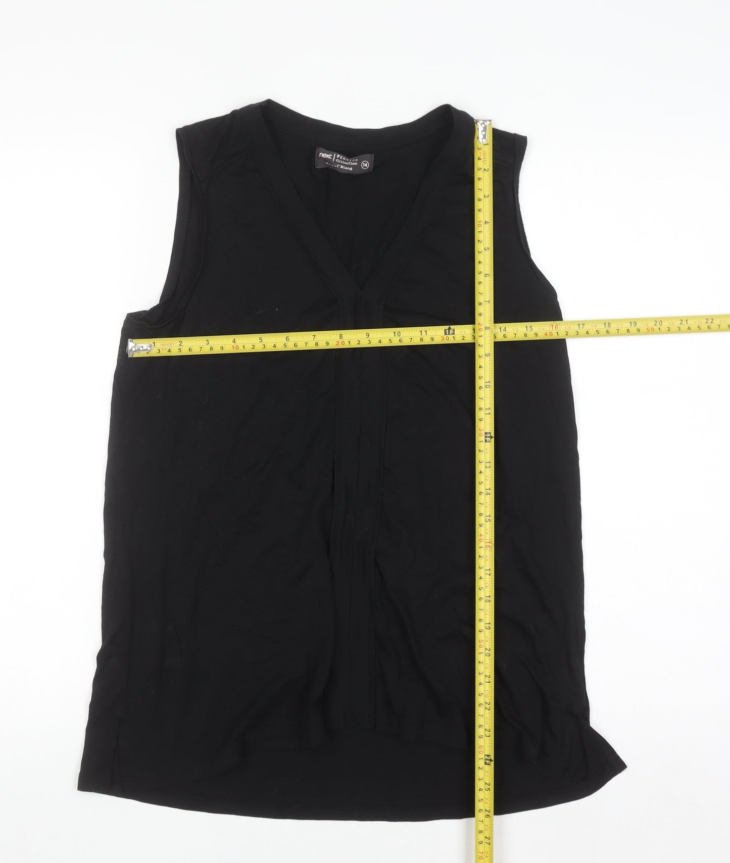 Next Women’s Black Lyocell Blend V-Neck Sleeveless Tank Top Size 14