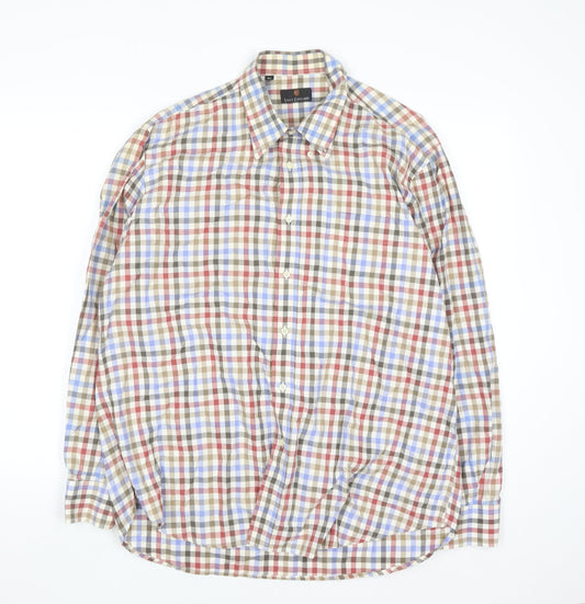 Louis Copeland Men's Multicoloured Check Cotton Long Sleeve Button-Up Shirt XL