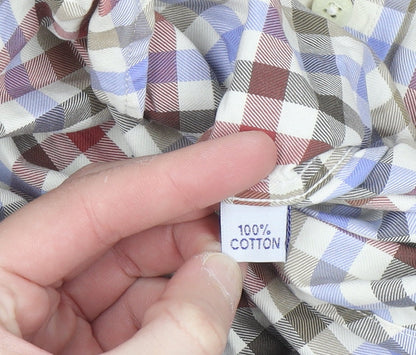 Louis Copeland Men's Multicoloured Check Cotton Long Sleeve Button-Up Shirt XL