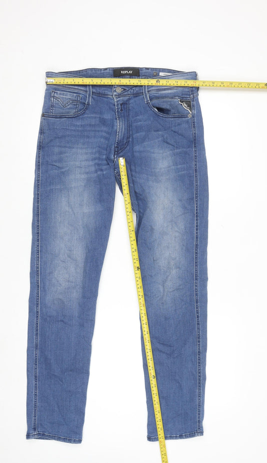 Replay Mens Blue Slim Fit Anbass Denim Jeans Size 32