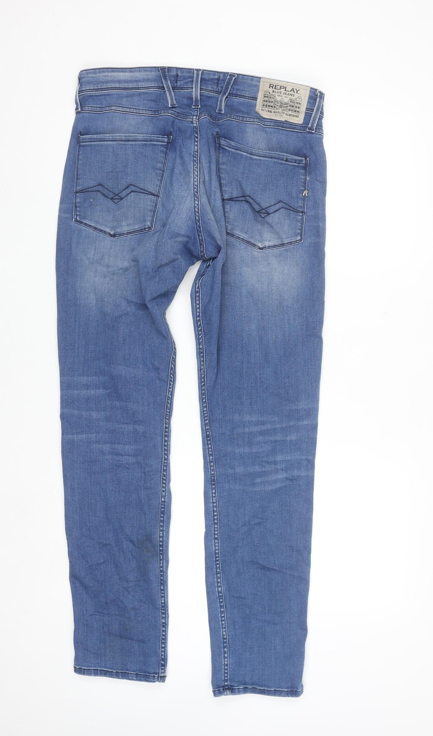 Replay Mens Blue Slim Fit Anbass Denim Jeans Size 32