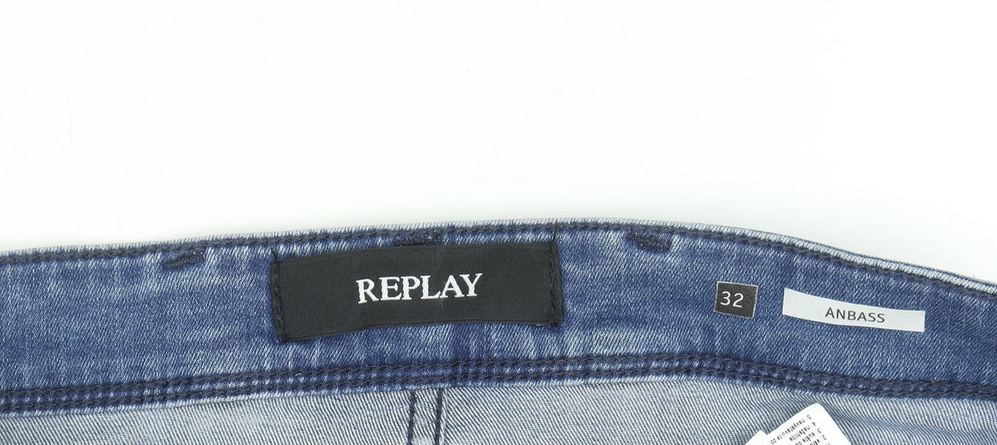Replay Mens Blue Slim Fit Anbass Denim Jeans Size 32