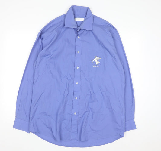 Primark Men’s Blue Long Sleeve Button-Up Shirt Size 16.5 Regular Fit
