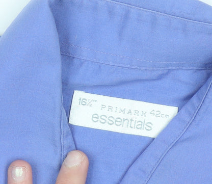 Primark Men’s Blue Long Sleeve Button-Up Shirt Size 16.5 Regular Fit