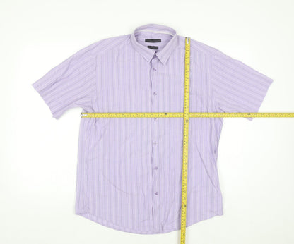 St. Bernard Dunnes Stores Men's Purple Striped Regular Fit Short Sleeve Shirt M
