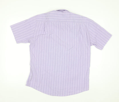 St. Bernard Dunnes Stores Men's Purple Striped Regular Fit Short Sleeve Shirt M