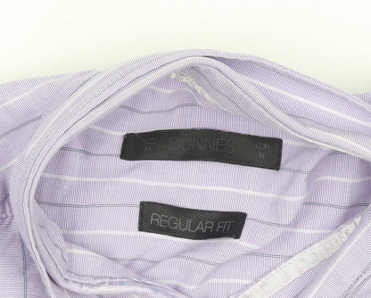 St. Bernard Dunnes Stores Men's Purple Striped Regular Fit Short Sleeve Shirt M