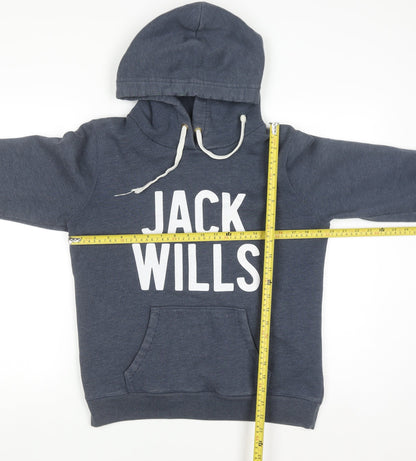 Jack Wills Women Navy Blue Pullover Hoodie Size 14 Cotton Blend