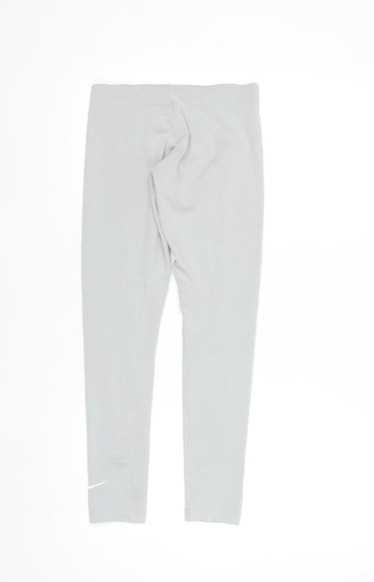 Nike Grey Teen Girls Stretch Cotton Leggings Size 146 Slim Fit