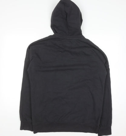 PULL&BEAR Men’s Black Pullover Hoodie L Logo Graphic Sweatshirt