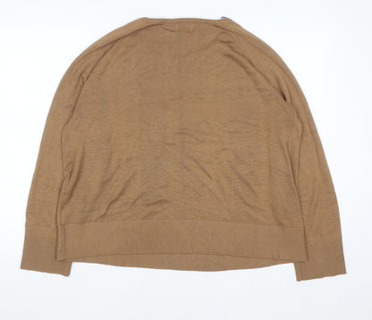 H&M Women Brown Crew Neck Knit Pullover Jumper Size 14