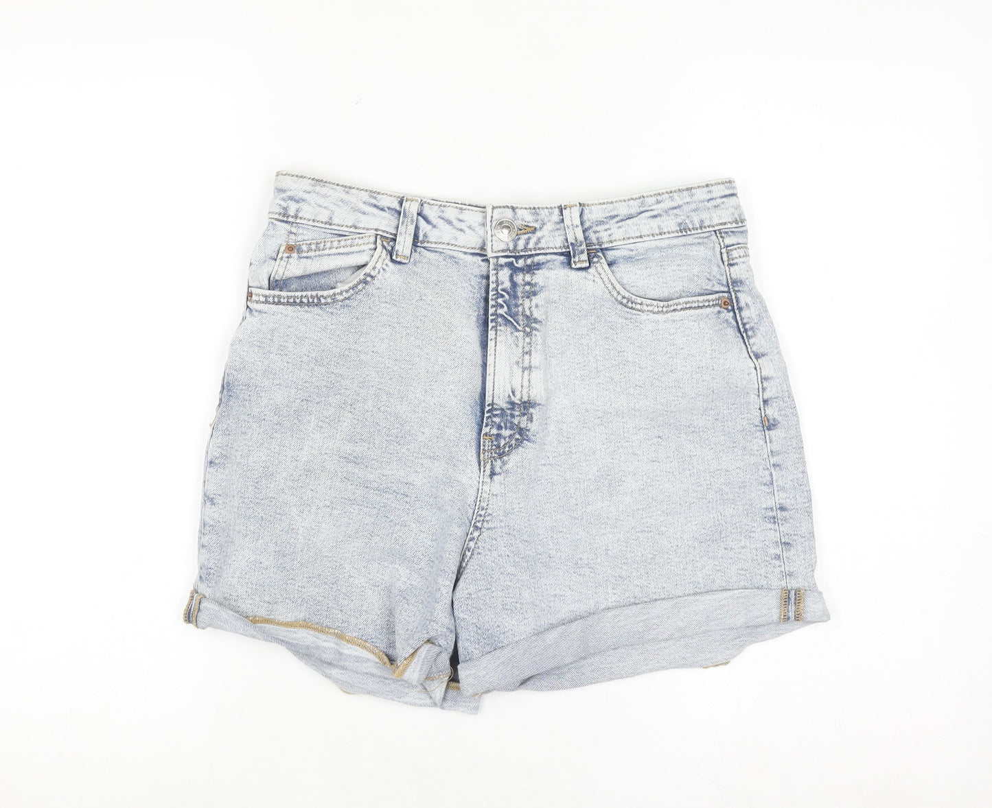 Primark Denim Co Womens Blue Acid Wash High Rise Denim Shorts Size 12