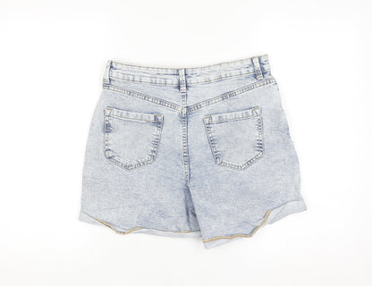 Primark Denim Co Womens Blue Acid Wash High Rise Denim Shorts Size 12