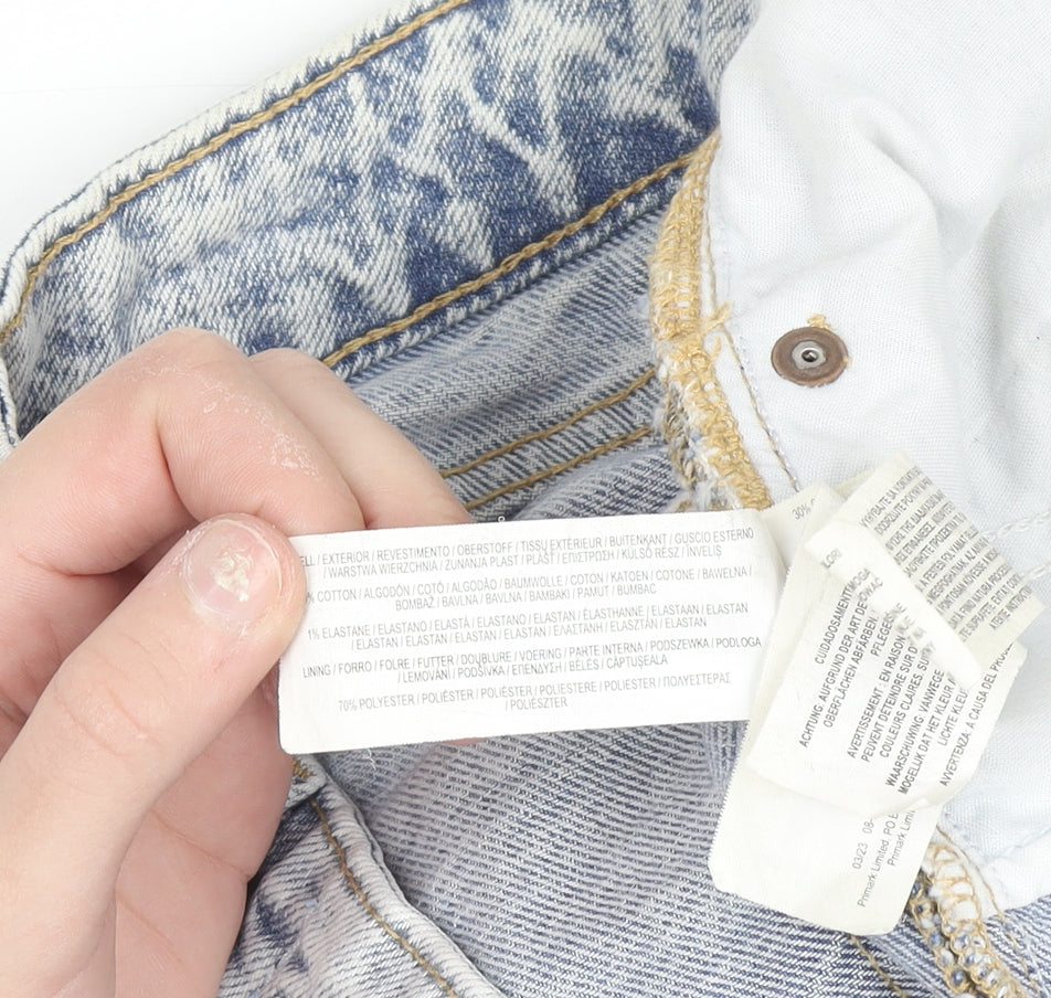 Primark Denim Co Womens Blue Acid Wash High Rise Denim Shorts Size 12