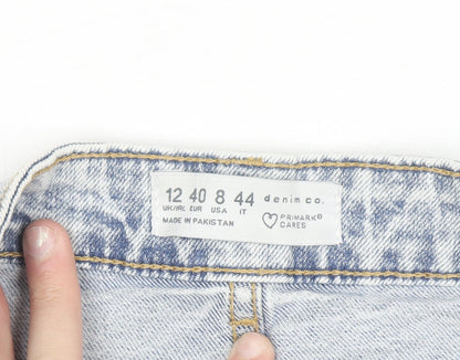 Primark Denim Co Womens Blue Acid Wash High Rise Denim Shorts Size 12