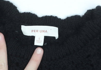 Marks and Spencer Per Una Women Black S Chunky Knit Pullover Jumper
