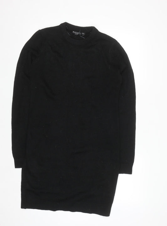 Brave Soul Women's Black Knit Long Sleeve Jumper Dress Size L