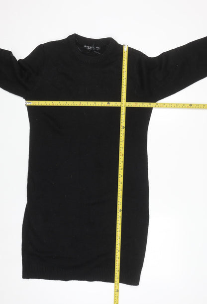 Brave Soul Women's Black Knit Long Sleeve Jumper Dress Size L