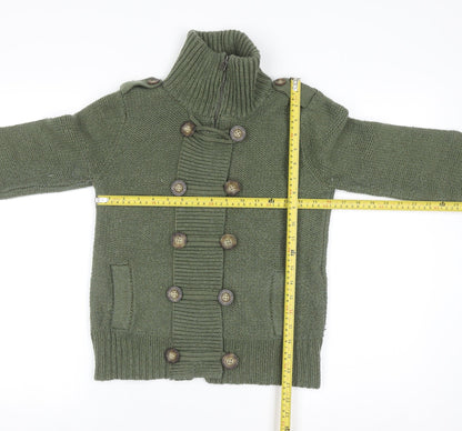 American Eagle Outfitters Women's Green Cardigan M High Neck Knit Jumper