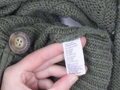 American Eagle Outfitters Women's Green Cardigan M High Neck Knit Jumper