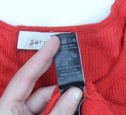 Marks and Spencer Per Una Red Knit Women's Scoop Neck Jumper Size 14
