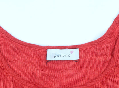 Marks and Spencer Per Una Red Knit Women's Scoop Neck Jumper Size 14