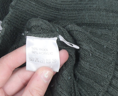 Emreco Womens Green Wool Blend High Neck Ribbed Jumper Size 12