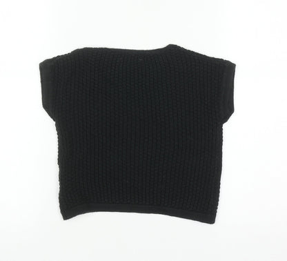 YD Girls Black Acrylic Short Sleeve Pullover Jumper 7-8 Years