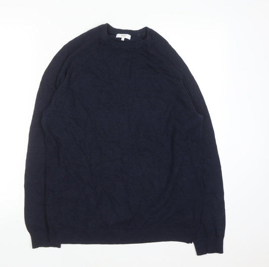 Cotton Traders Men's Navy Blue Cotton Crew Neck Jumper M