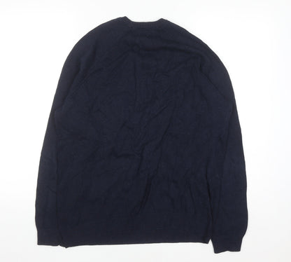 Cotton Traders Men's Navy Blue Cotton Crew Neck Jumper M