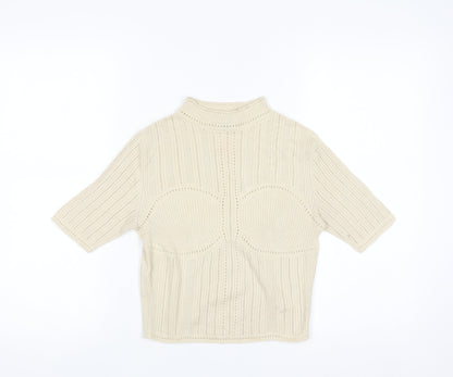 Uniqlo Mame Kurogouchi Women's Beige Mock Neck Knit Jumper Size S